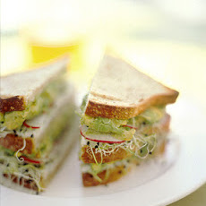 Avocado and Sprout Club Sandwich