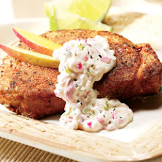 Jamaican Pork With Creamy Lime Salsa