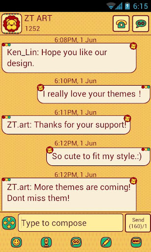 CuteLion Theme GO SMS