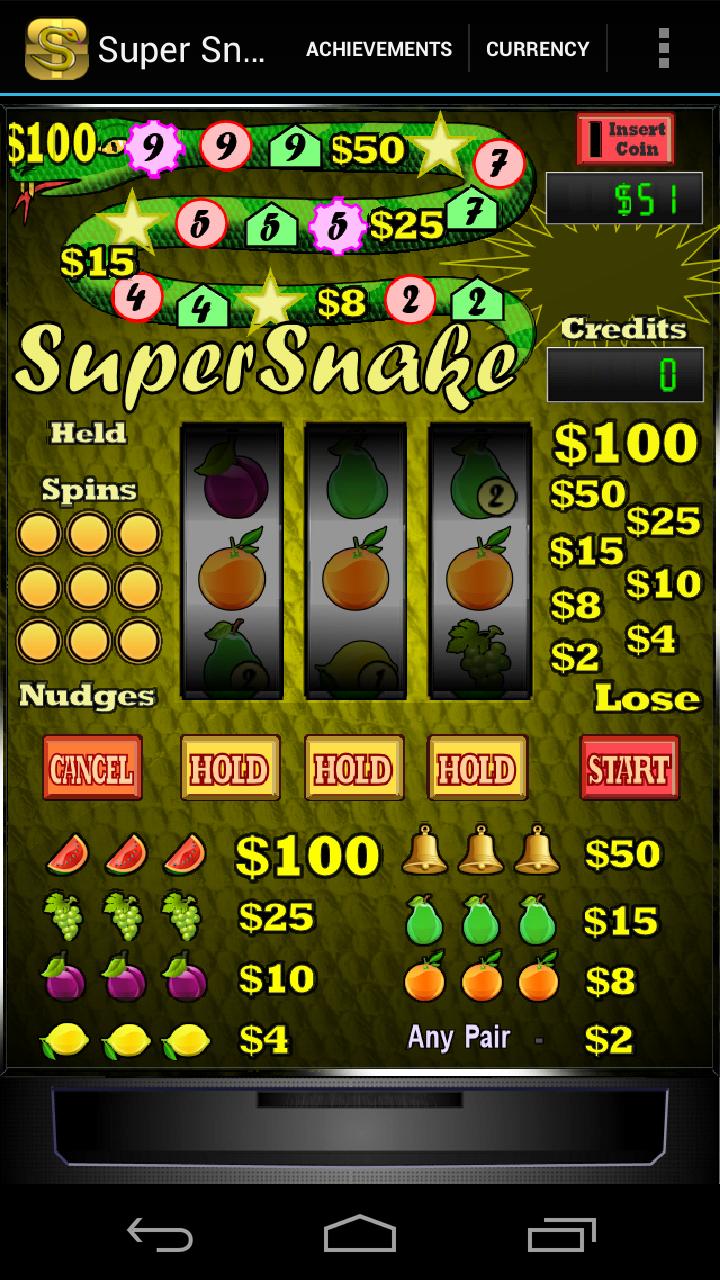 Android application Super Snake Slot Machine + screenshort