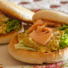 English Muffin Topped With Tarragon Egg and Smoked Salmon