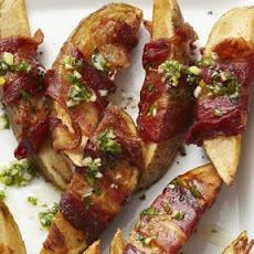 Bacon Wrapped Potato with Honey Scallion Sauce