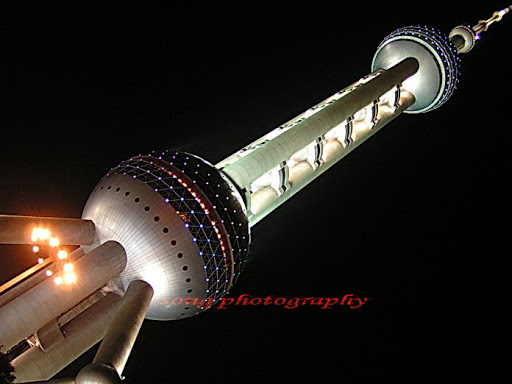 468M high, The Oriental Pearl TV Tower at Pudong New Area, Shanghai.