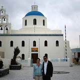 All the churches here have beautiful blue domes. All the churches here have beautiful blue domes.