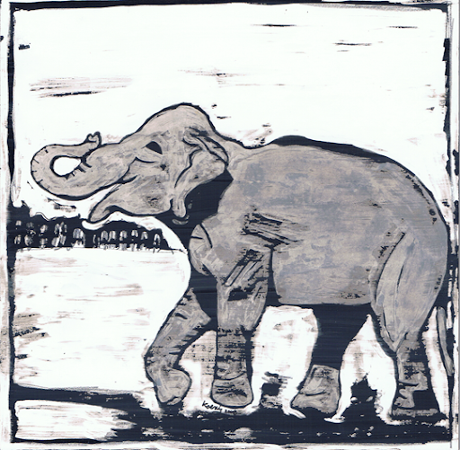 Elephant in gouache