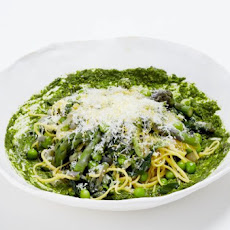 Spaghetti With Spring Vegetables, Ramp Pesto And Pecorino Recipe