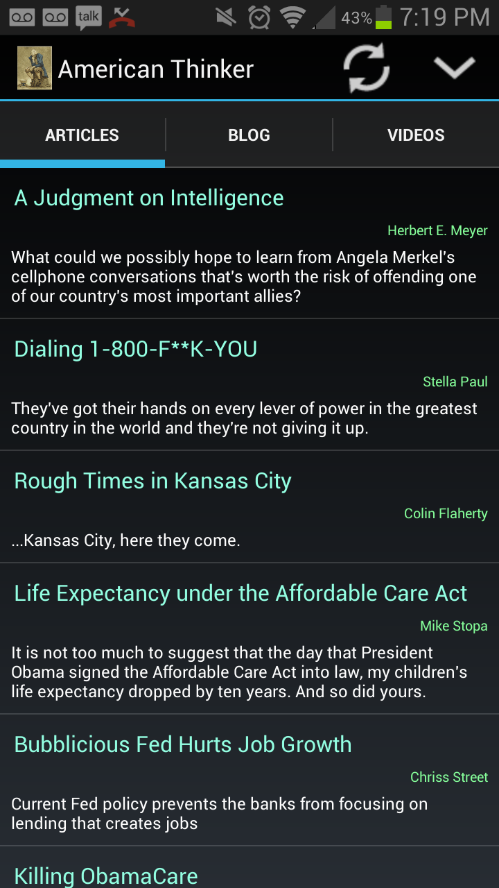 Android application American Thinker screenshort