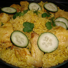 Thai Chicken With Crispy Shallots in Yellow Rice (Kao Moke Gai)