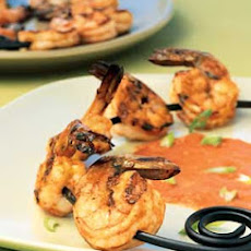 Shrimp Skewers with Charred-Tomato Vinaigrette