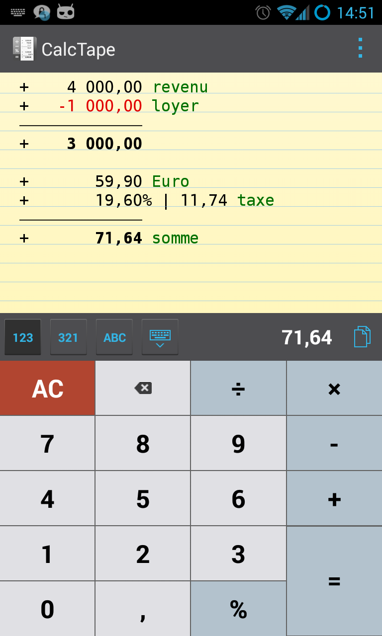 Android application CalcTape Calculator with Tape screenshort