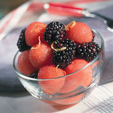 Watermelon And Blackberries With Lemon Syrup