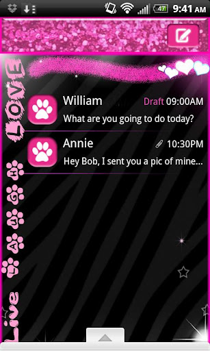 GO SMS PRO Zebra Love Theme 4