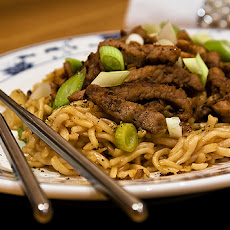 Sweet and Spicy Pork and Napa Cabbage Stir-Fry with Spicy Noodles