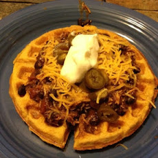 Chicken Chili with Jalapeno Cornbread Waffles