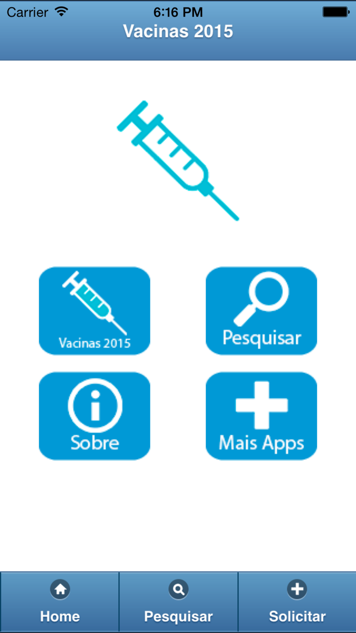 Android application Vacinas 2015 screenshort