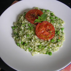 Mint and Green Pea Risotto, with Roasted Tomatoes