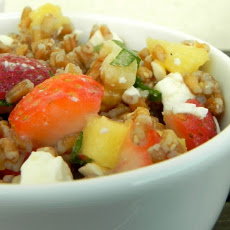 Wheat berry salad with fruit and herbs