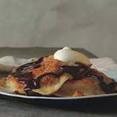 Fried Banana Wontons with Black-and-White Drizzle