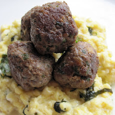Breakfast Meatballs with Minted-Soft-Scrambled-Eggs