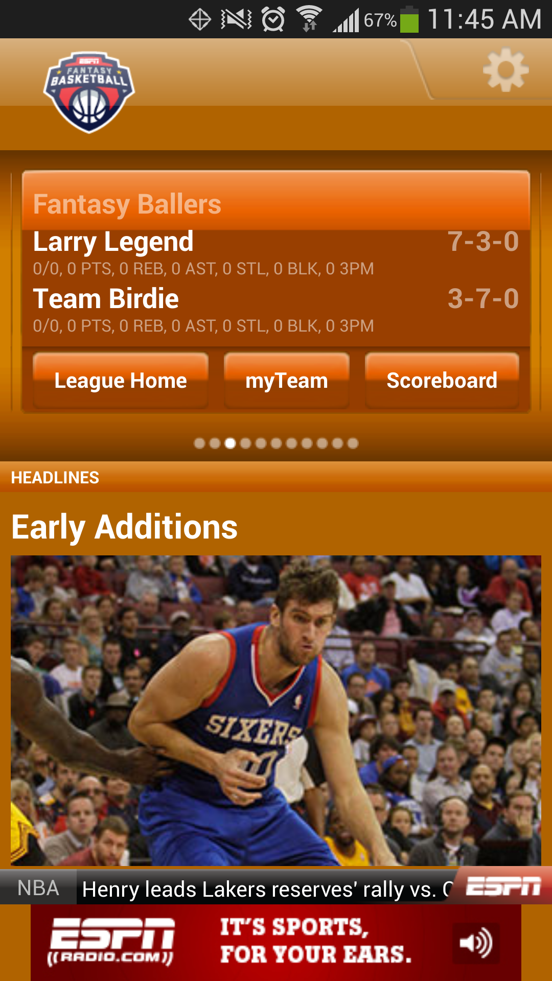 Android application ESPN Fantasy Basketball screenshort