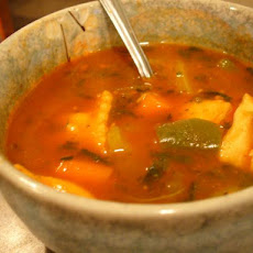 Ravioli Green & Red Soup