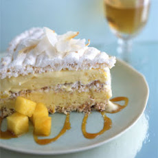 Toasted Coconut Dacquoise with Orange Pineapple Ice Cream