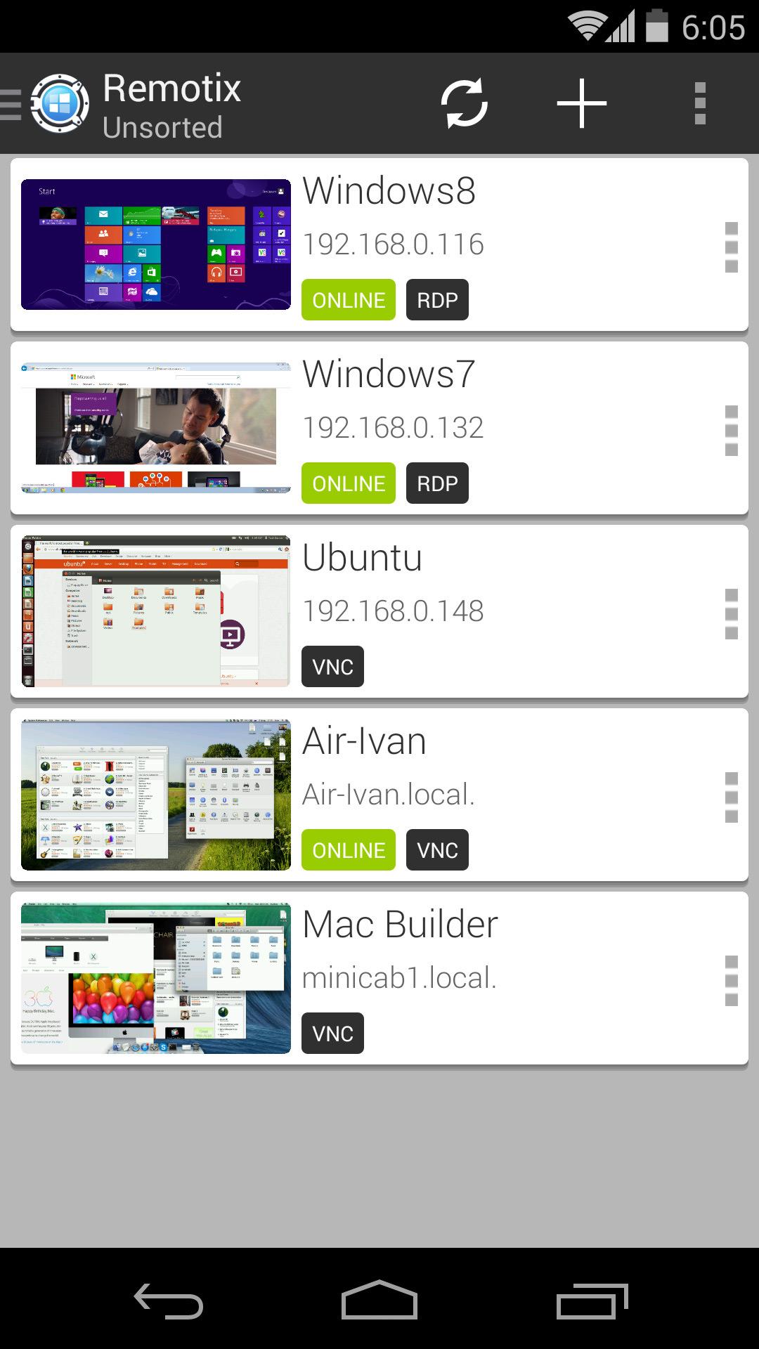Android application Remotix VNC RDP Remote Desktop screenshort