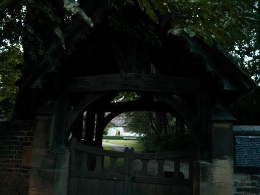 St Oswald's Hall Gate and Plaque