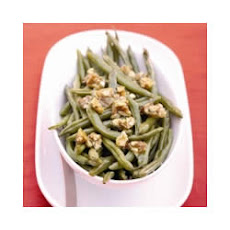 Roasted Green Beans with Almond Brittle