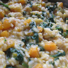 Butternut Squash Risotto With Spinach and Toasted Pine Nuts