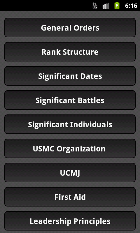 Android application Marine Corps Poolee Knowledge screenshort