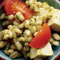 Pesto Barley with Mozzarella and Cherry Tomatoes