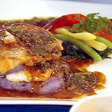 Hot and Spicy Cholula Sea Bass Ceviche with Roasted Peppers, Grilled Masa Cakes, Roasted Corn, and Citrus Marinade