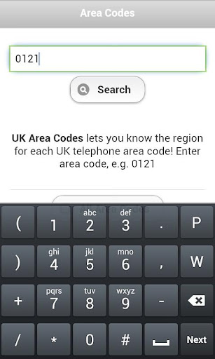 UK Phone Area Code Lookup