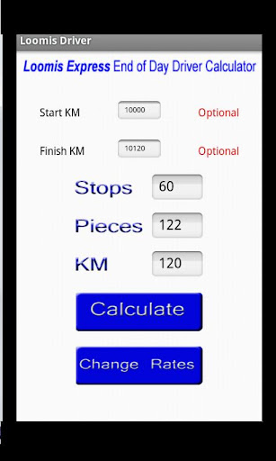 Loomis Express Driver Calc