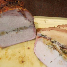 Slow Roasted Pork Loin Filled With Roasted Garlic
