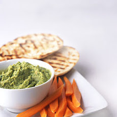 Chickpea Cilantro Dip with Grilled Pita and Carrot Sticks