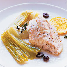 Striped Bass with Braised Leeks, Orange, and Thyme