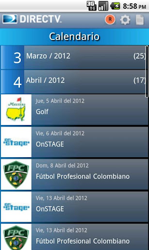 directv-calendar for android screenshot