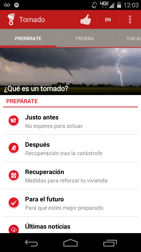 Android application Tornado - American Red Cross screenshort
