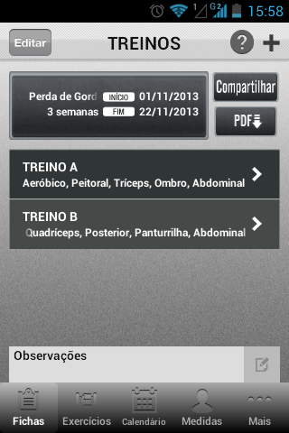 Android application FitX - Treinos e Exercícios screenshort