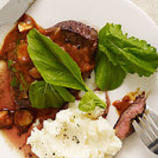 Flatiron Steaks with Cheesy, Tangy Mashed Potatoes