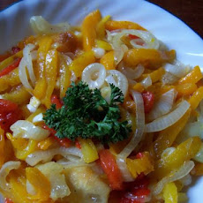 Mediterranean Roasted Tri-Color Bell Pepper Salad
