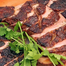 Spice Rubbed Grilled Duck Breast with Grilled Peach and Goat Cheese Salad