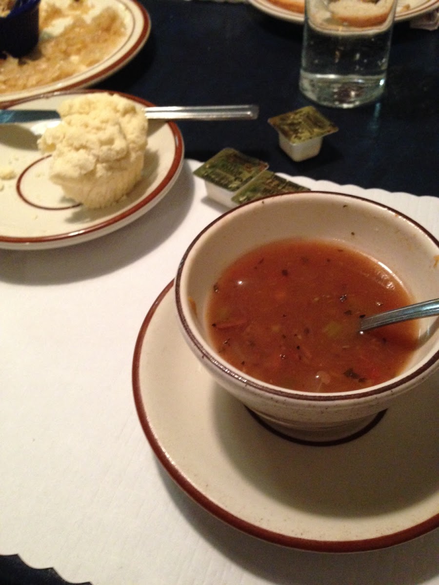 Beef vegetable soup and gluten free roll