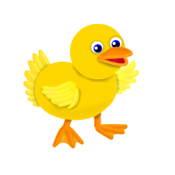 Simple Yellow Duck Drawing Sketch with Realistic