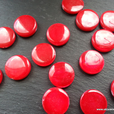 Red Shell Disk Beads x20