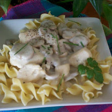 Chicken & Cream of Mushroom over Egg Noodles