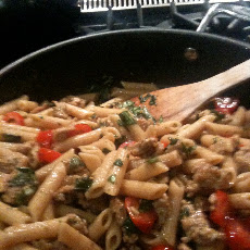Penne with Turkey Sausage, Cherry Tomatoes and Basil