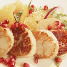 Seared Scallops with Citrus, Arugula and Pomegranate Salad
